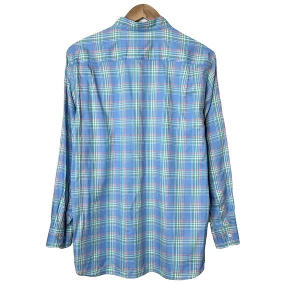 Southern Tide Mens Large Classic Fit Blue Plaid Button Down Shirt Long Sleeve - Picture 6 of 9